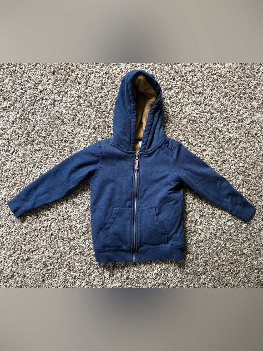 Kids Navy Zip-Up Hoodie with Contrast Lining